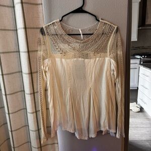 Free People Cream Lace Blouse